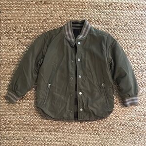 Stella McCartney Kids boys reversible hunter green plaid bomber jacket, size 5